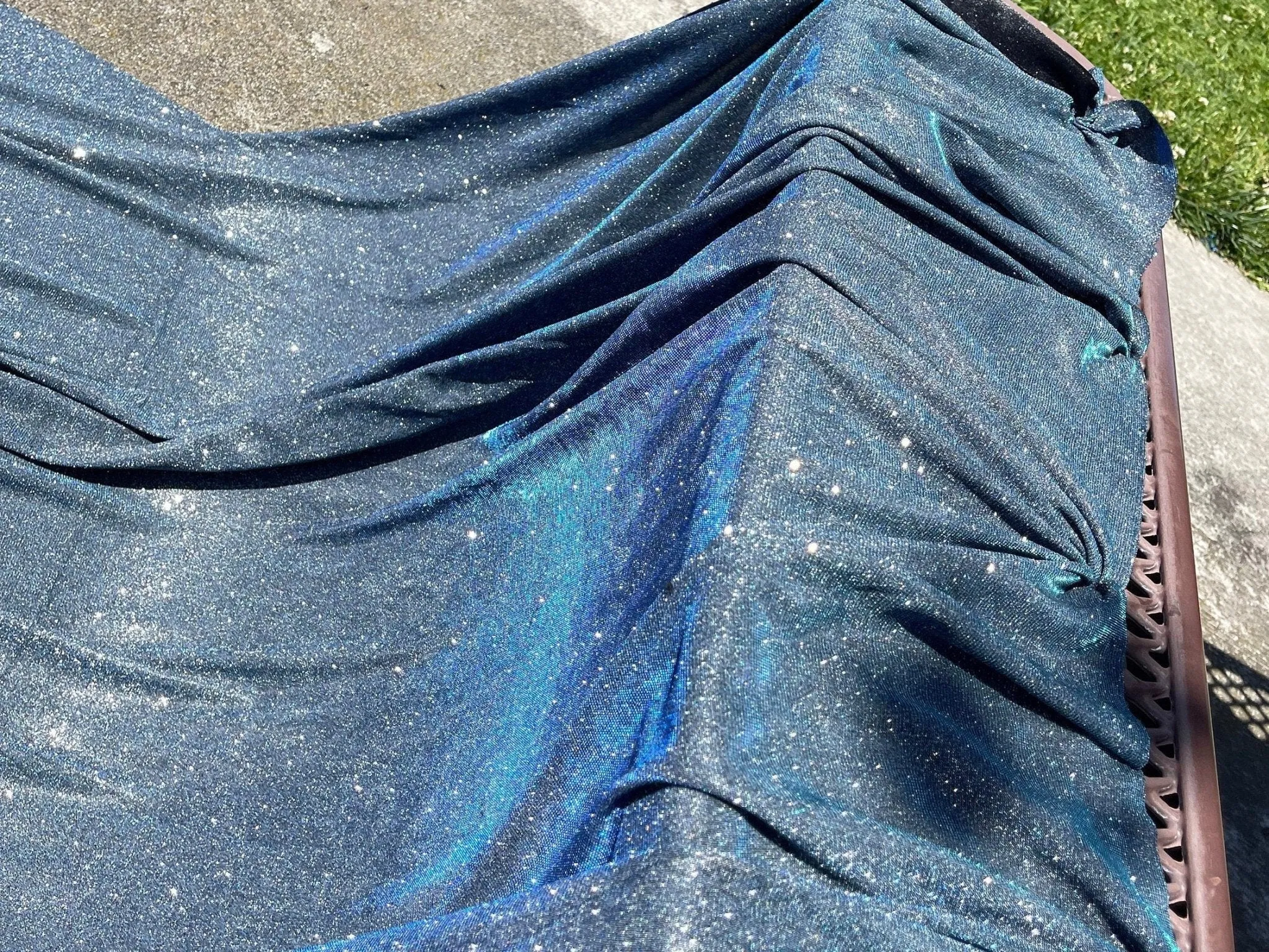 Slate Blue Foam Lurex Glitter Fabric by Yard, Fade Blue Sparkling Lurex for Shimmery Dress, Gown, Drapes Luxury Fabric, Premium Quality