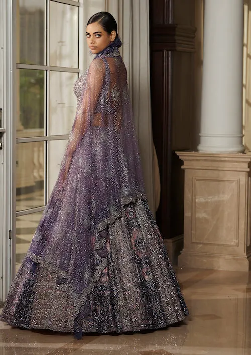 Soft Humor Berry Blue Bridal Lehenga Set