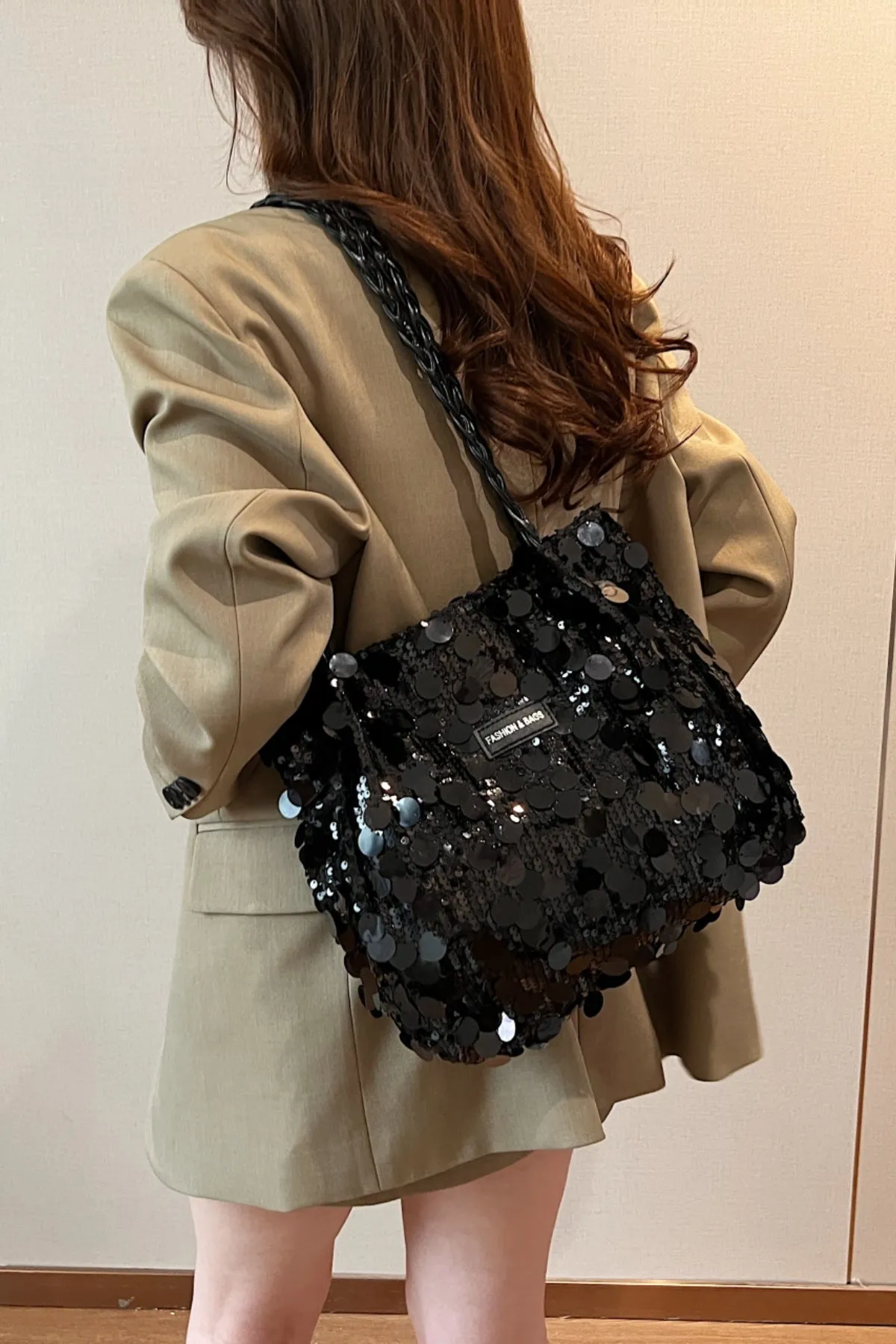 Starlit Shimmer Braided Shoulder Bag