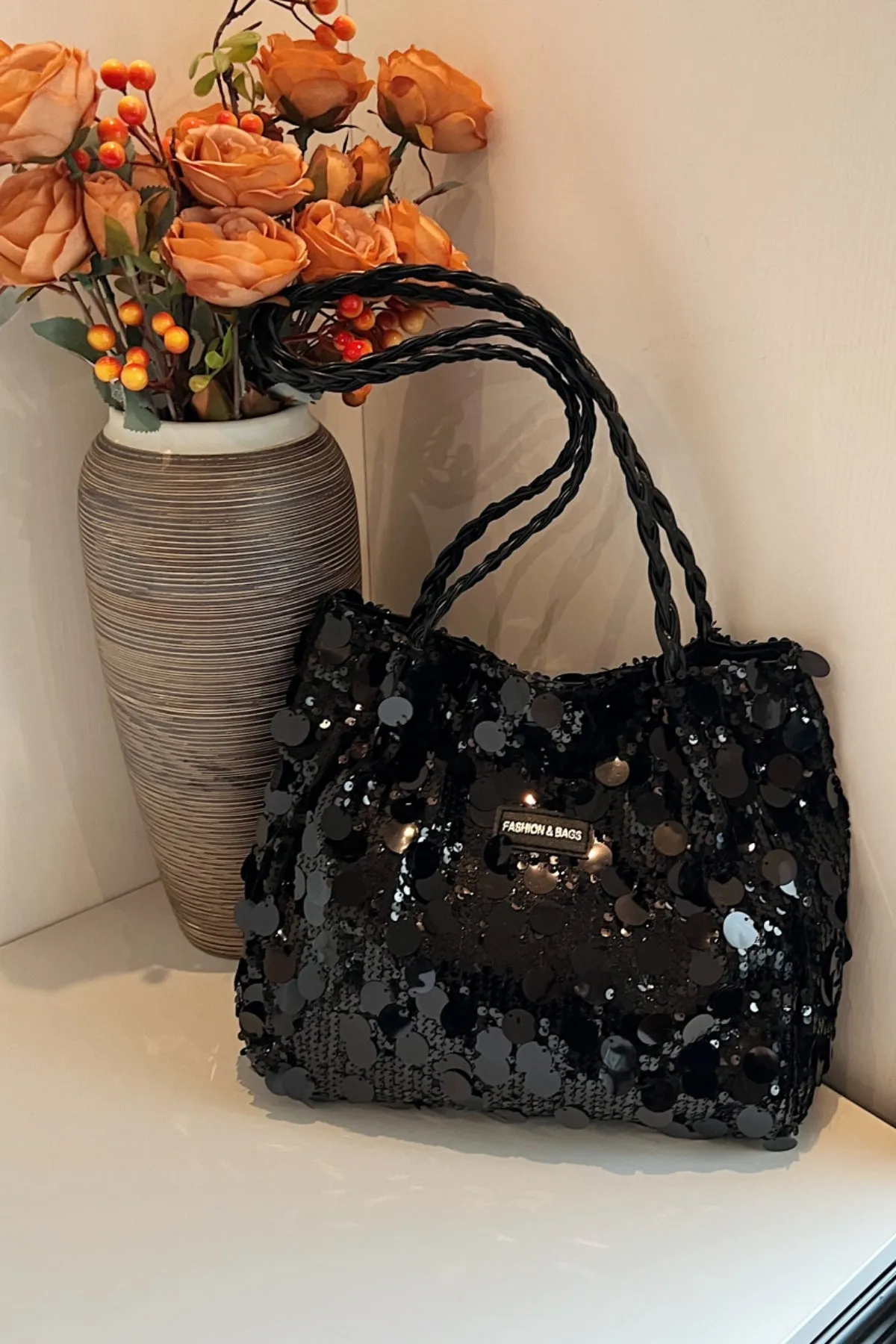 Starlit Shimmer Braided Shoulder Bag