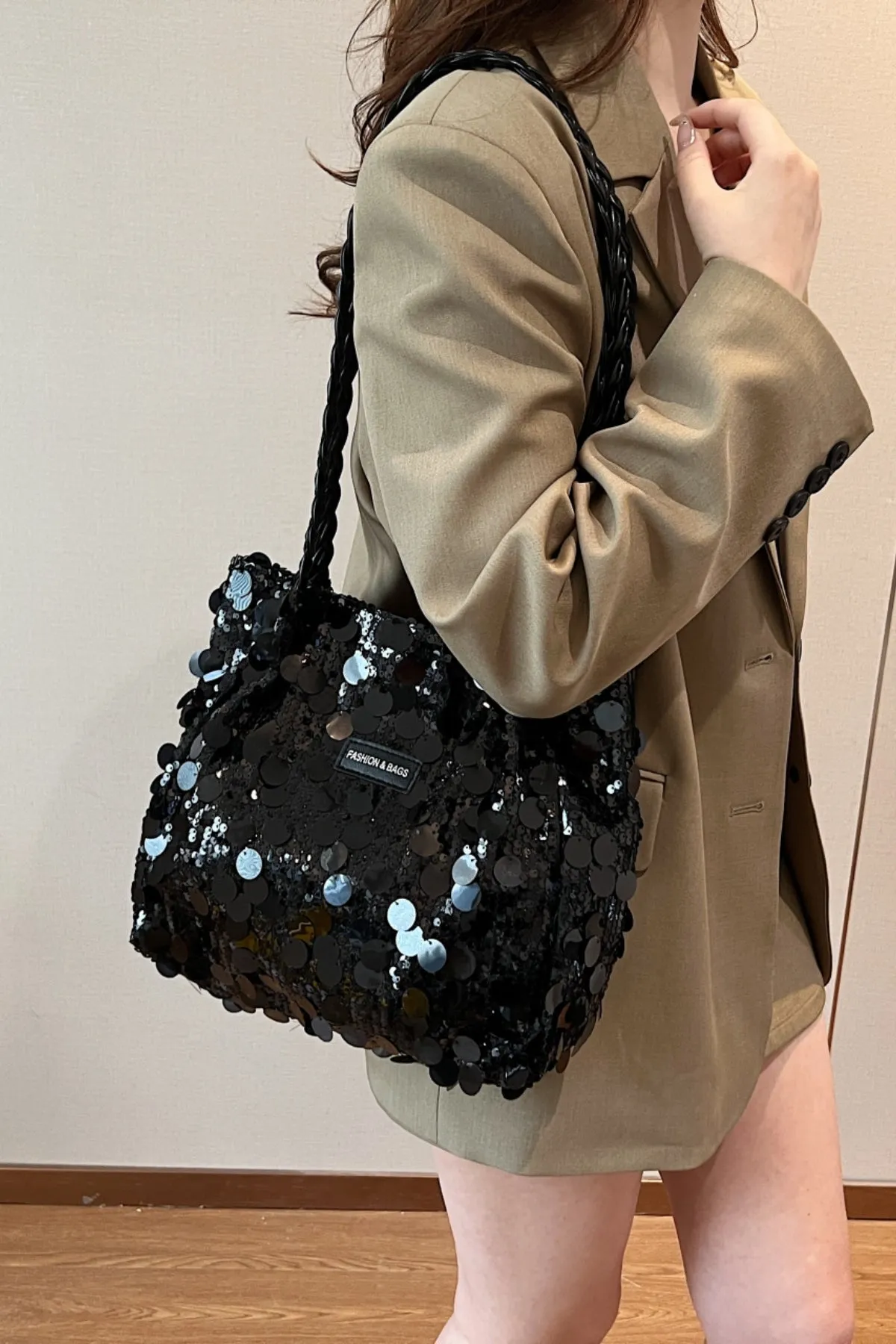 Starlit Shimmer Braided Shoulder Bag