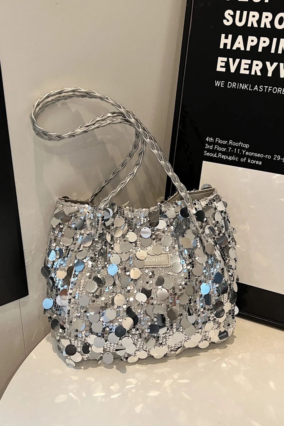 Starlit Shimmer Braided Shoulder Bag