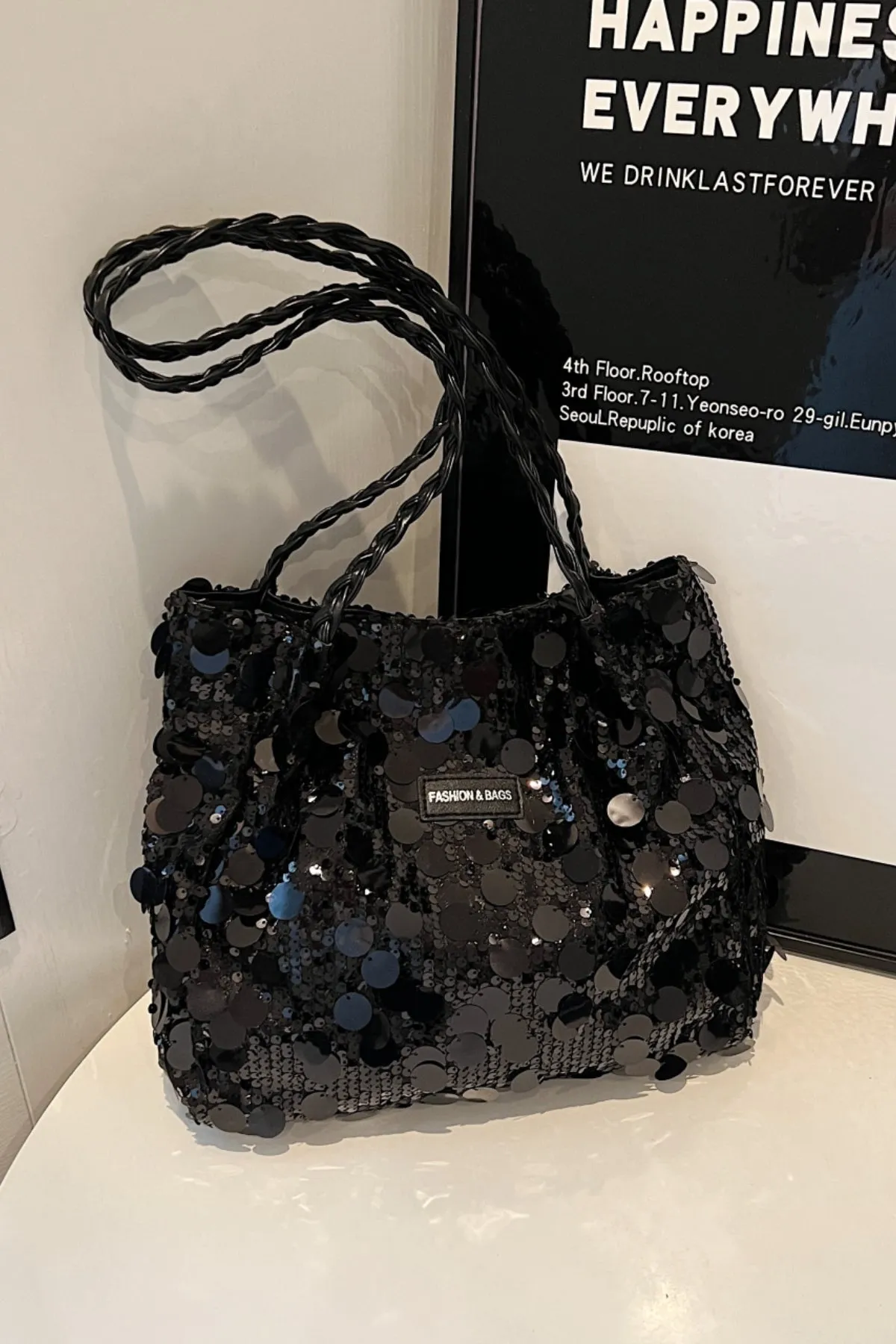 Starlit Shimmer Braided Shoulder Bag
