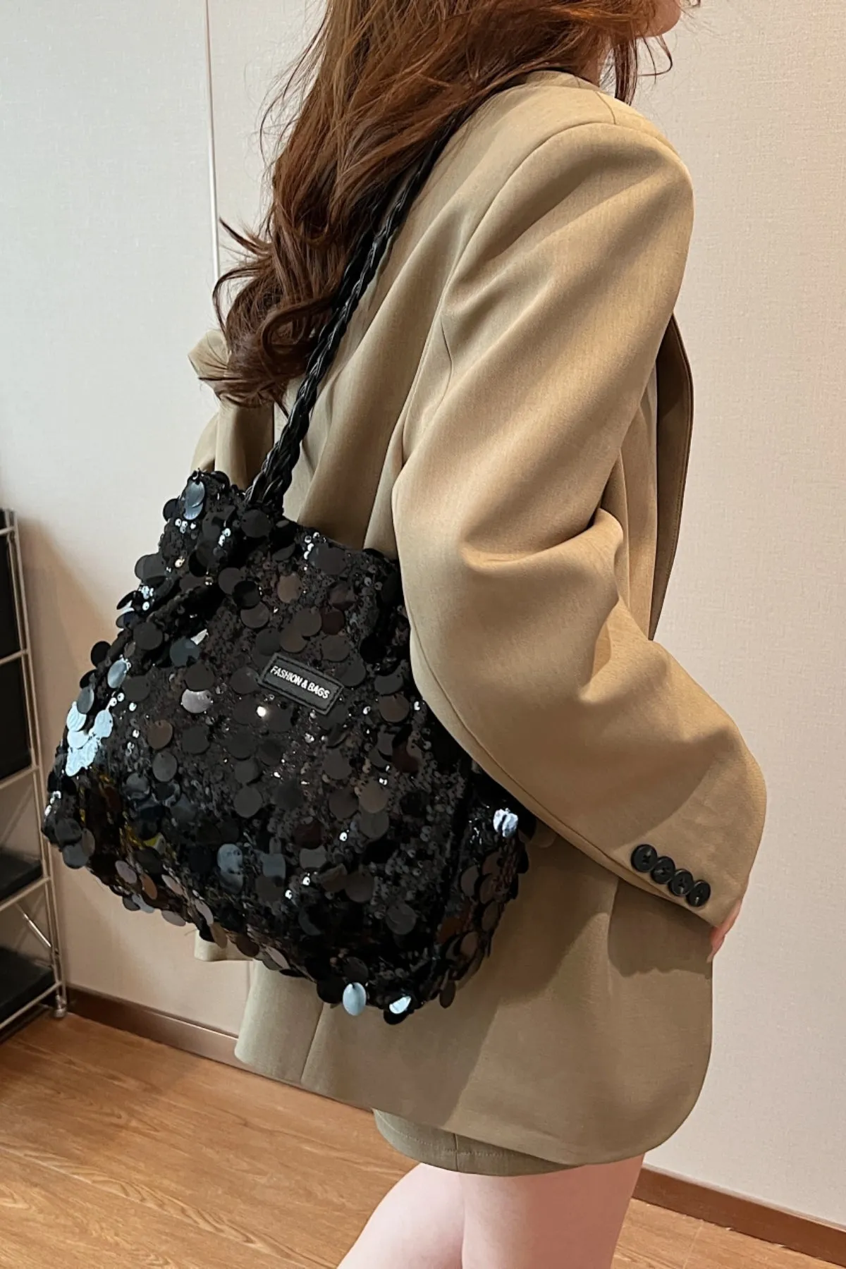 Starlit Shimmer Braided Shoulder Bag