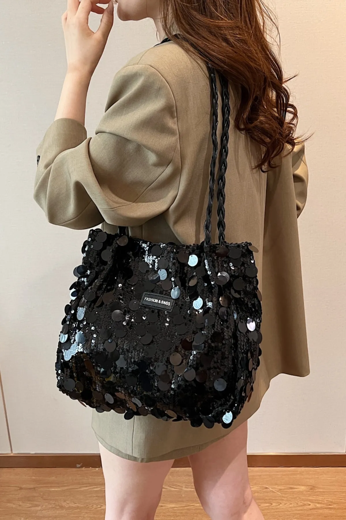 Starlit Shimmer Braided Shoulder Bag