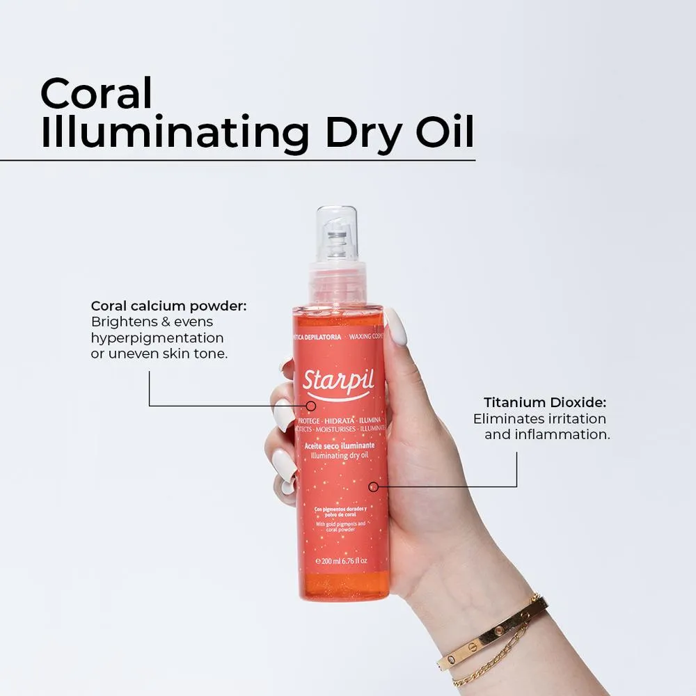 Starpil Coral Illuminating Dry Oil - Post-Wax Skincare / 6.76 fl.oz - 200 mL. Bottle X 4 Bottles = 1 Case
