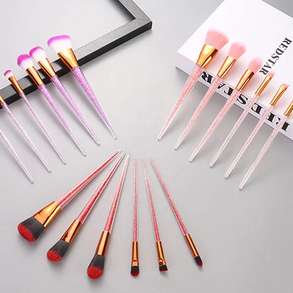 Starry Sky Clear Glittery Handle Makeup Brush Set (6 Count)
