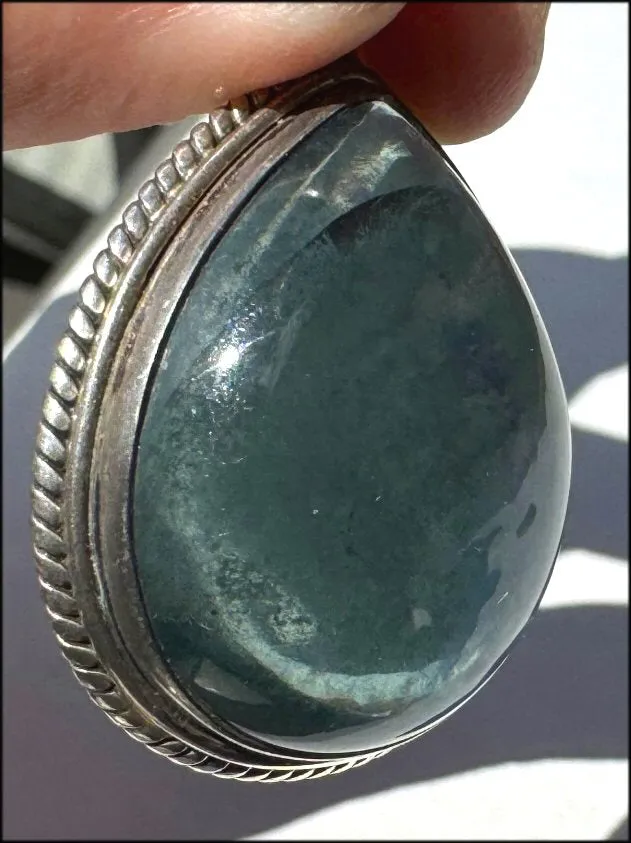 Sterling Silver and BI-COLORED GREEN BLUE APATITE Crystal Pendant - with Synergy 10  years