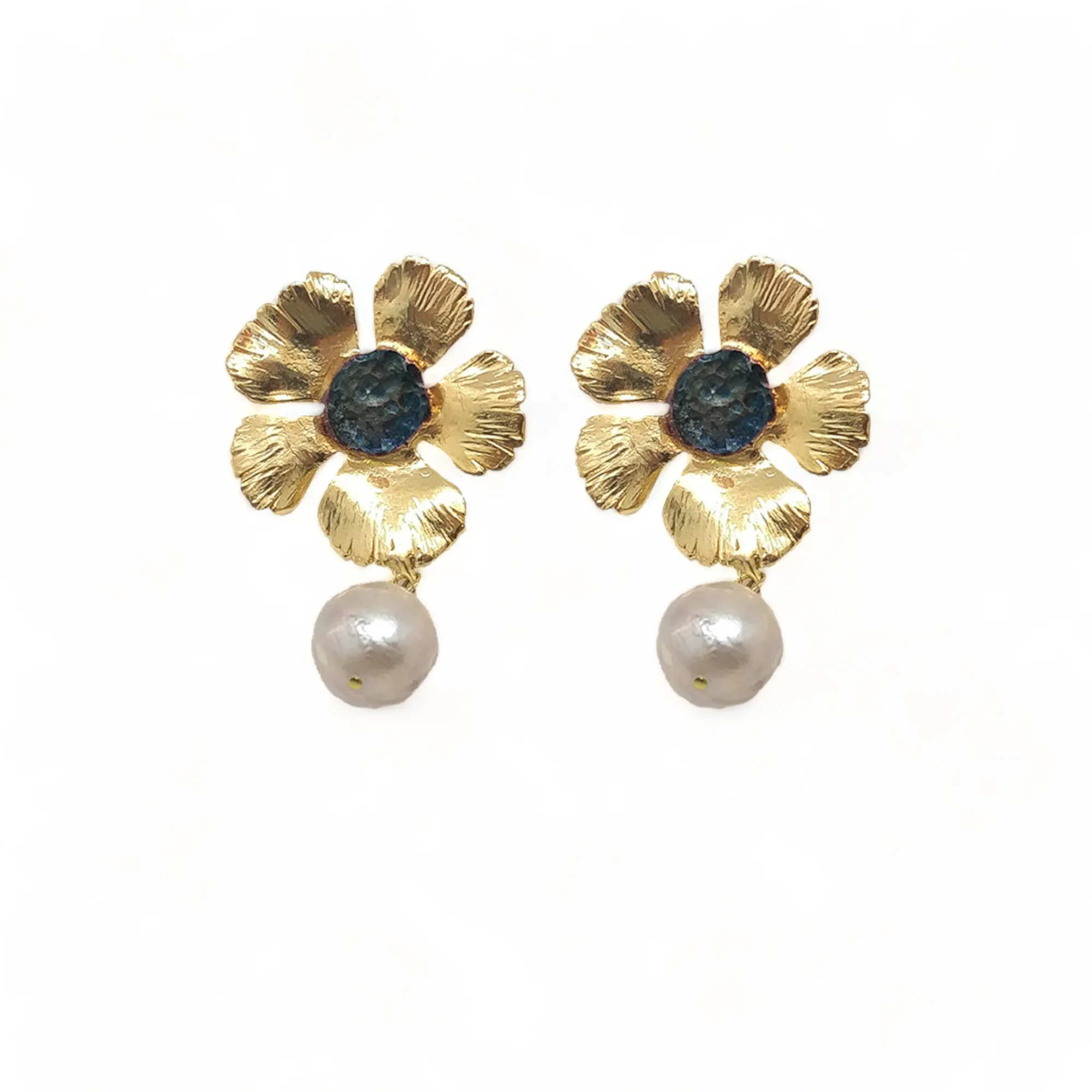 Timeless Elegance | Handmade Gold-Plated Pearl Earrings