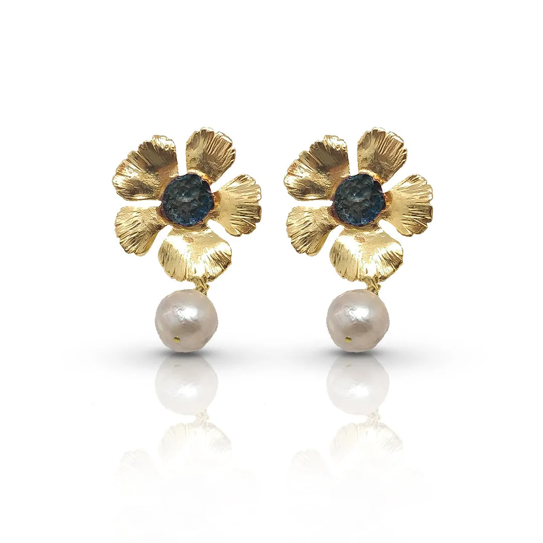 Timeless Elegance | Handmade Gold-Plated Pearl Earrings