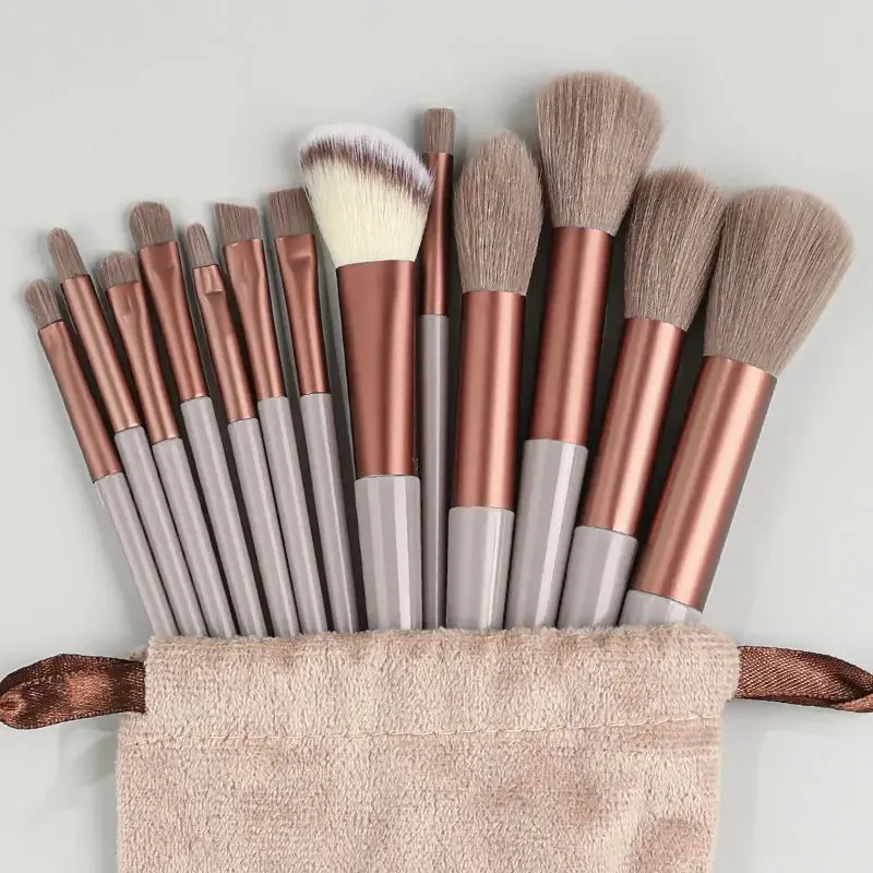 Ultimate 13-Piece Makeup Brush Set - Soft & Fluffy Kabuki, Foundation, Blush, Powder & Eyeshadow Brushes