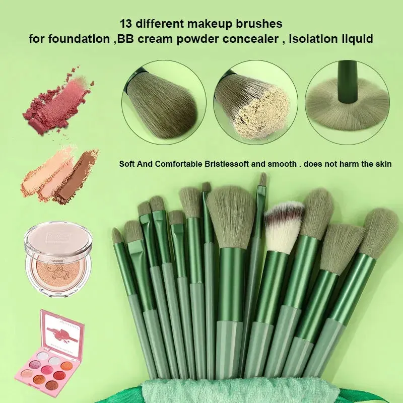 Ultimate 13-Piece Makeup Brush Set - Soft & Fluffy Kabuki, Foundation, Blush, Powder & Eyeshadow Brushes