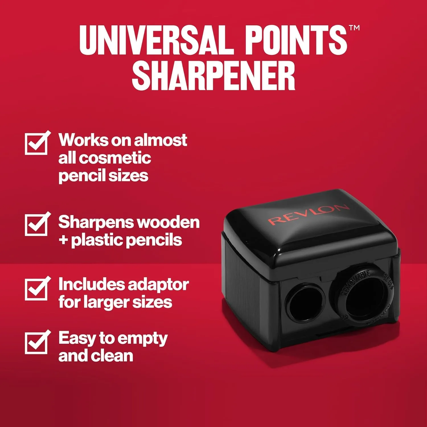 Universal Points Sharpener for Wooden & Plastic Makeup Pencils, Fits Small to Large Sizes, Easy to Clean, 1 Count