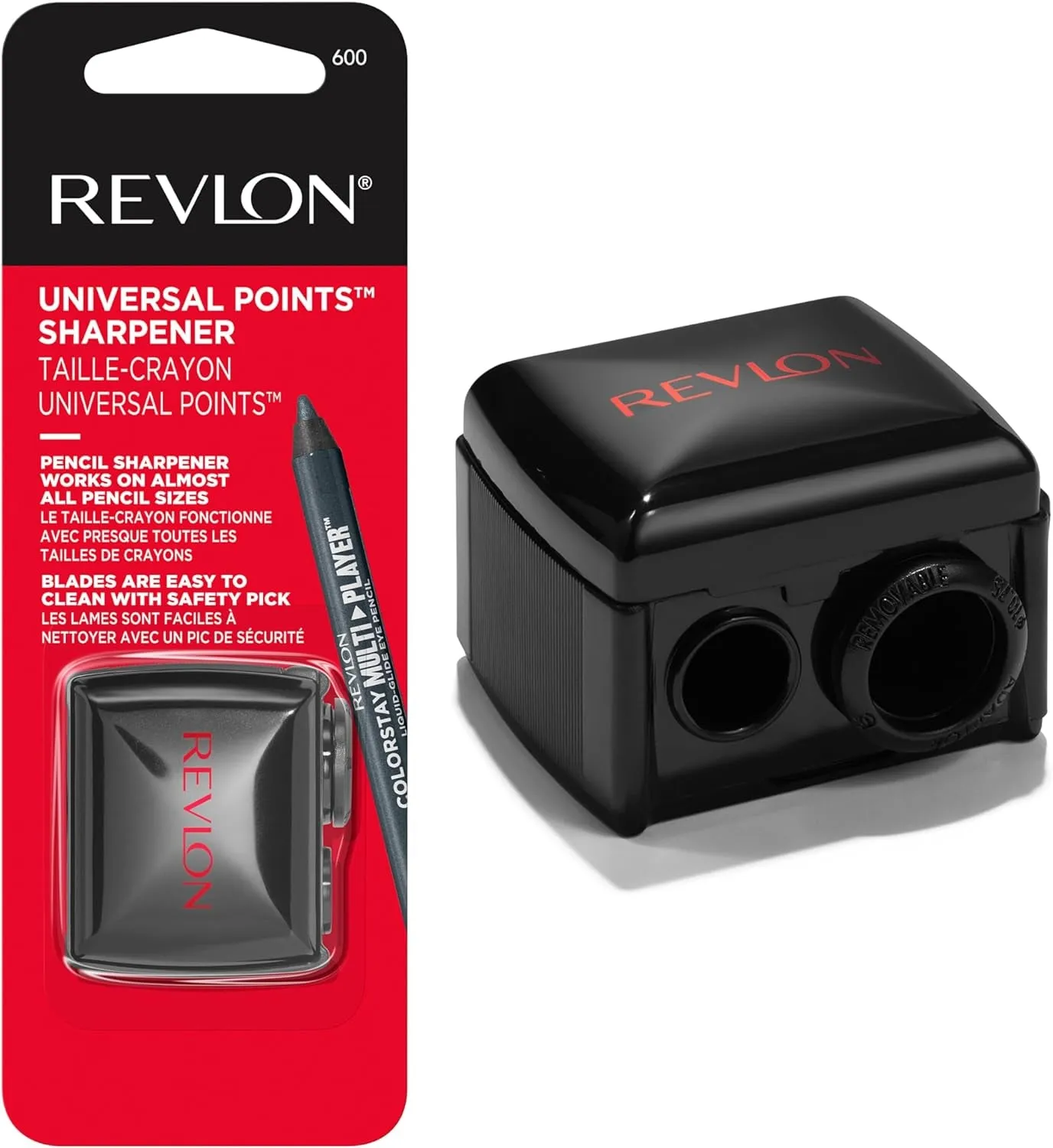 Universal Points Sharpener for Wooden & Plastic Makeup Pencils, Fits Small to Large Sizes, Easy to Clean, 1 Count
