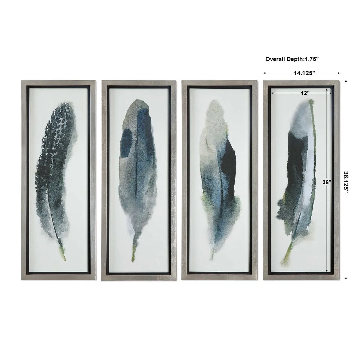 Uttermost Feathered Beauty Set of 4 Contemporary Framed Prints