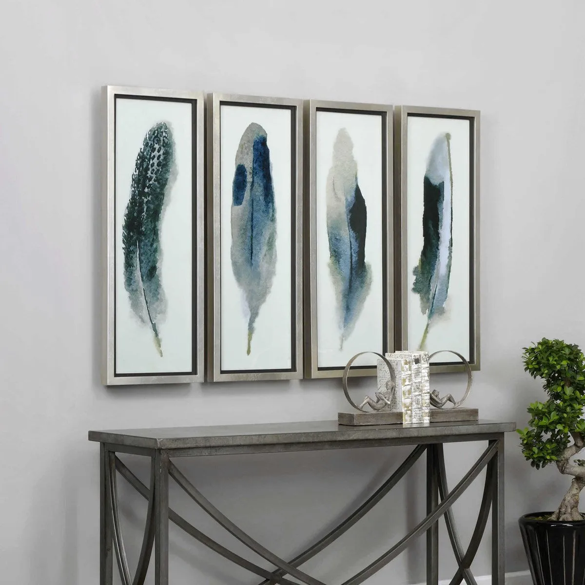 Uttermost Feathered Beauty Set of 4 Contemporary Framed Prints