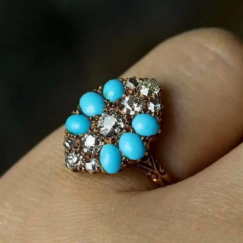 Victorian Diamond and Turquoise Ring