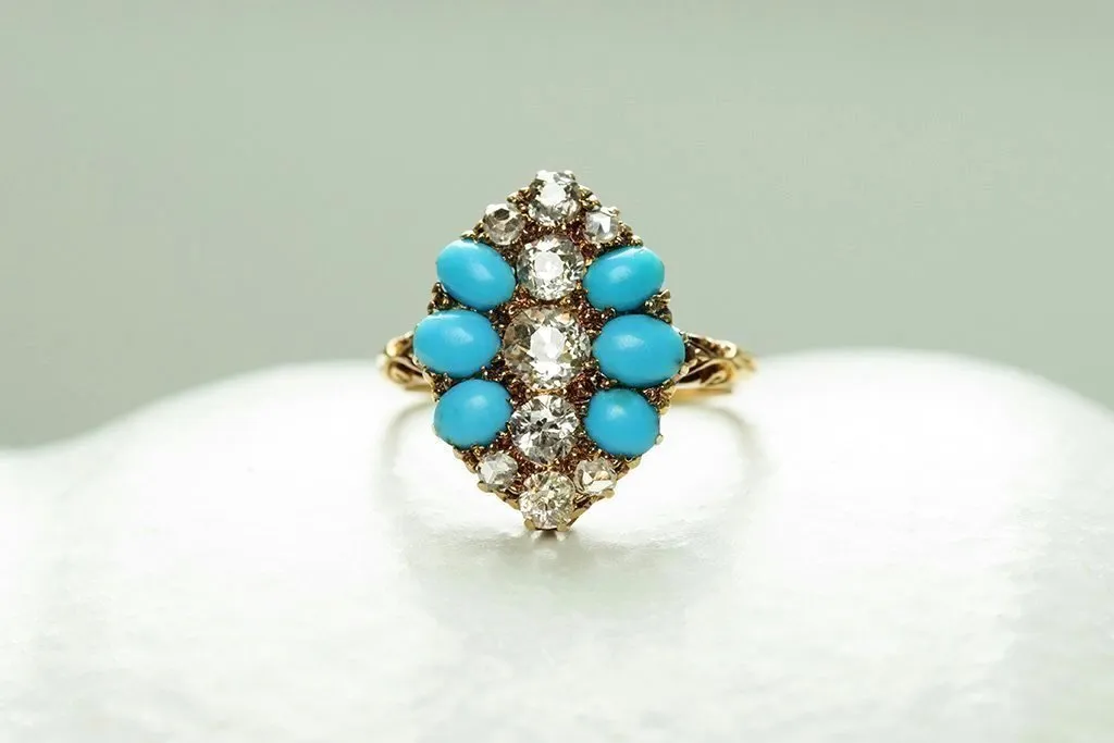 Victorian Diamond and Turquoise Ring