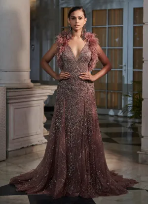 Wild Cedar Claret Ombre Bridal Gown