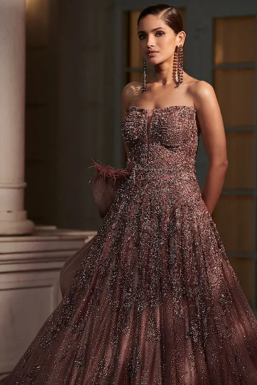 Wild Cherry Claret Ombre Bridal Gown