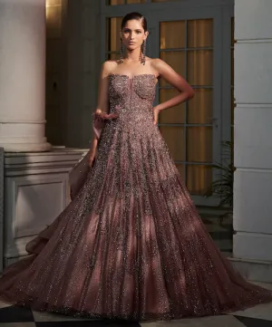 Wild Cherry Claret Ombre Bridal Gown